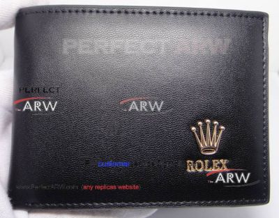 Perfect Replica AAA Gold Icon Rolex Gold Lining Black Wallet